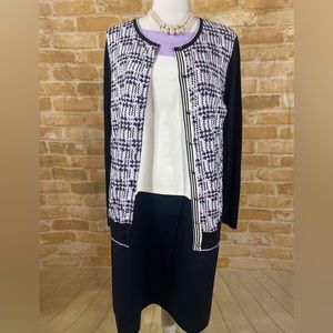 🆕Jones New York Collection Lilac Multicolored Dress 14 & Sweater L Set